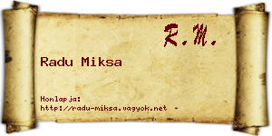 Radu Miksa névjegykártya